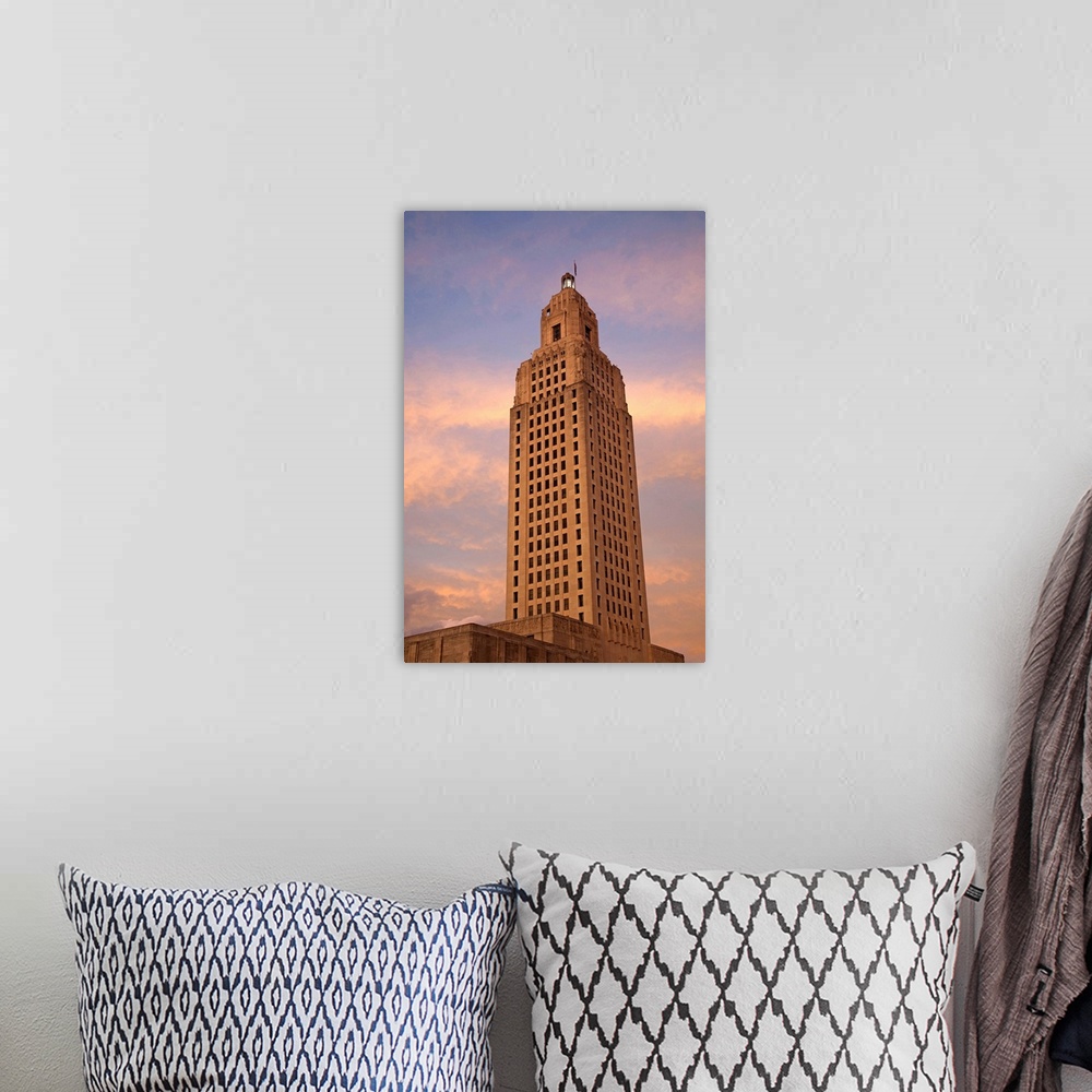 A bohemian room featuring Low angle view of Louisiana State Capitol, Baton Rouge, Louisiana