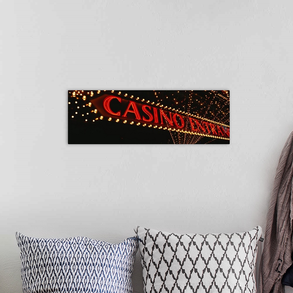 A bohemian room featuring Low angle view of neon sign, Las Vegas, Nevada