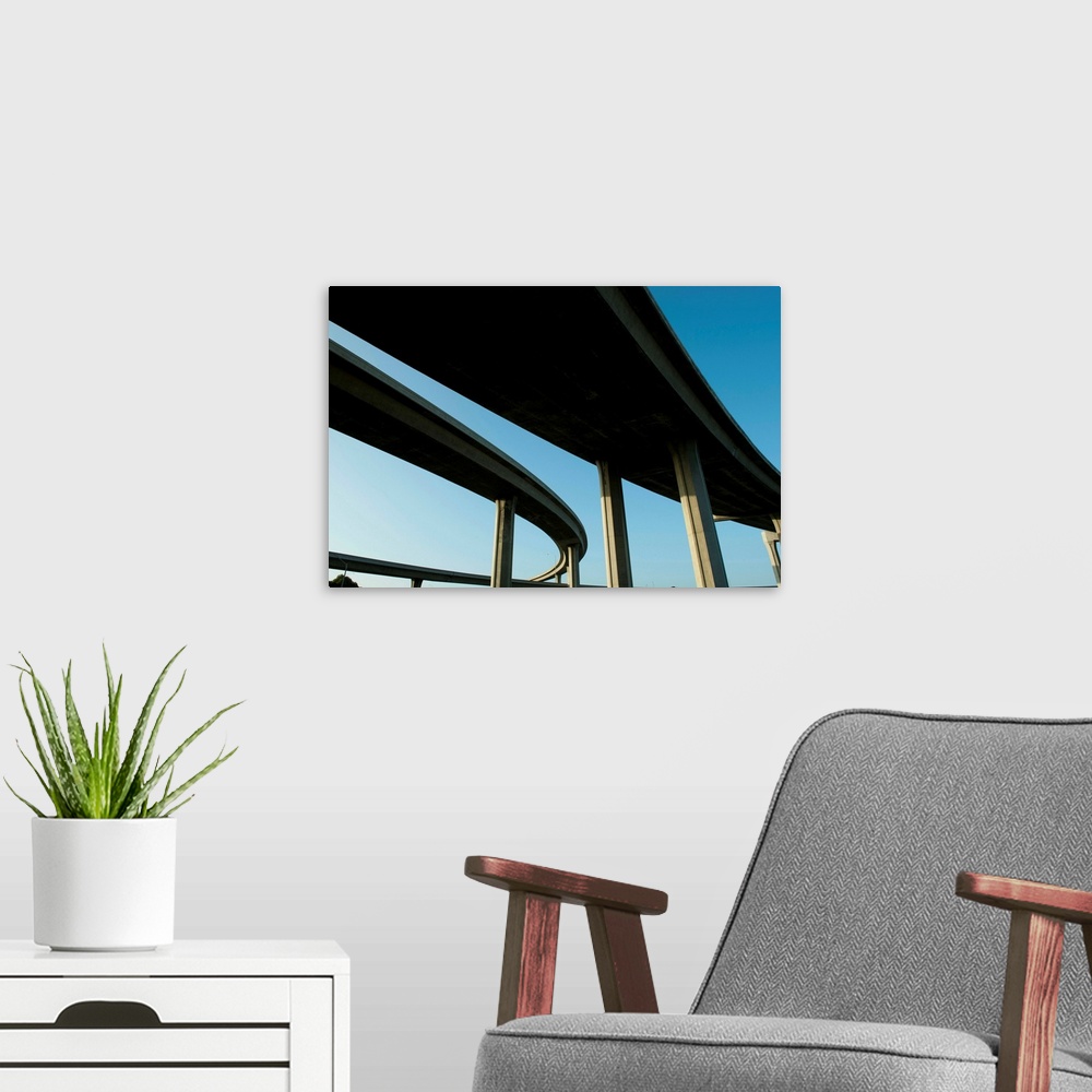 A modern room featuring Low angle view of overpasses, Interstate 105, Los Angeles, California