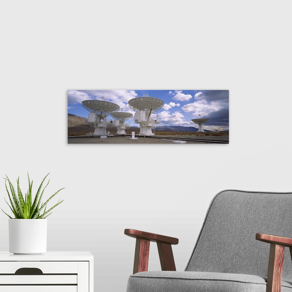 A modern room featuring Low angle view of radio telescopes, Californian Sierra Nevada, California,