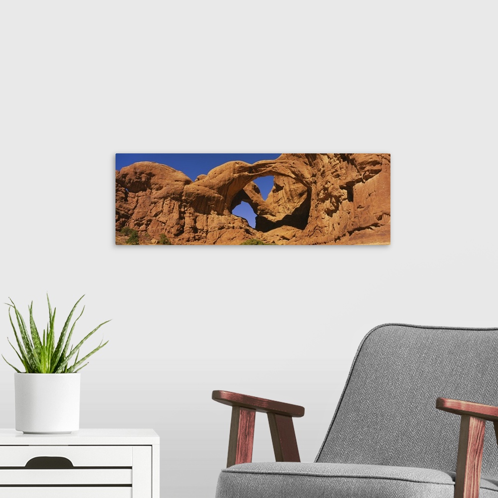 A modern room featuring Low angle view of rock formations, Arches National Park, Utah