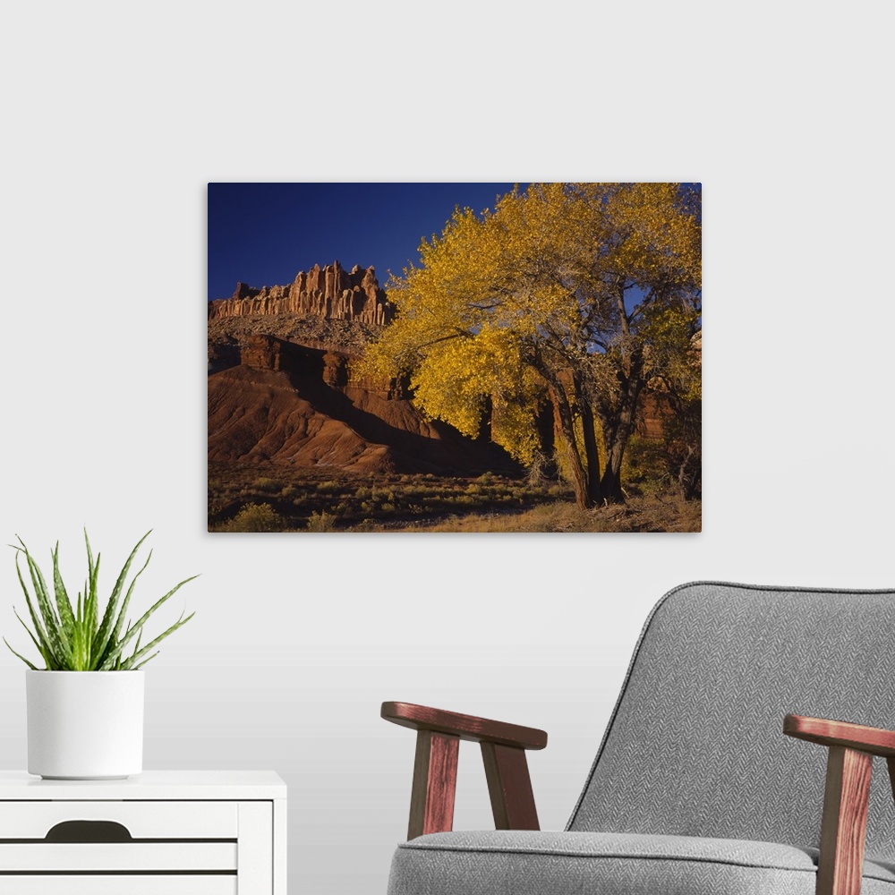 A modern room featuring Low angle view of rock formations, Capitol Reef National Park, Utah