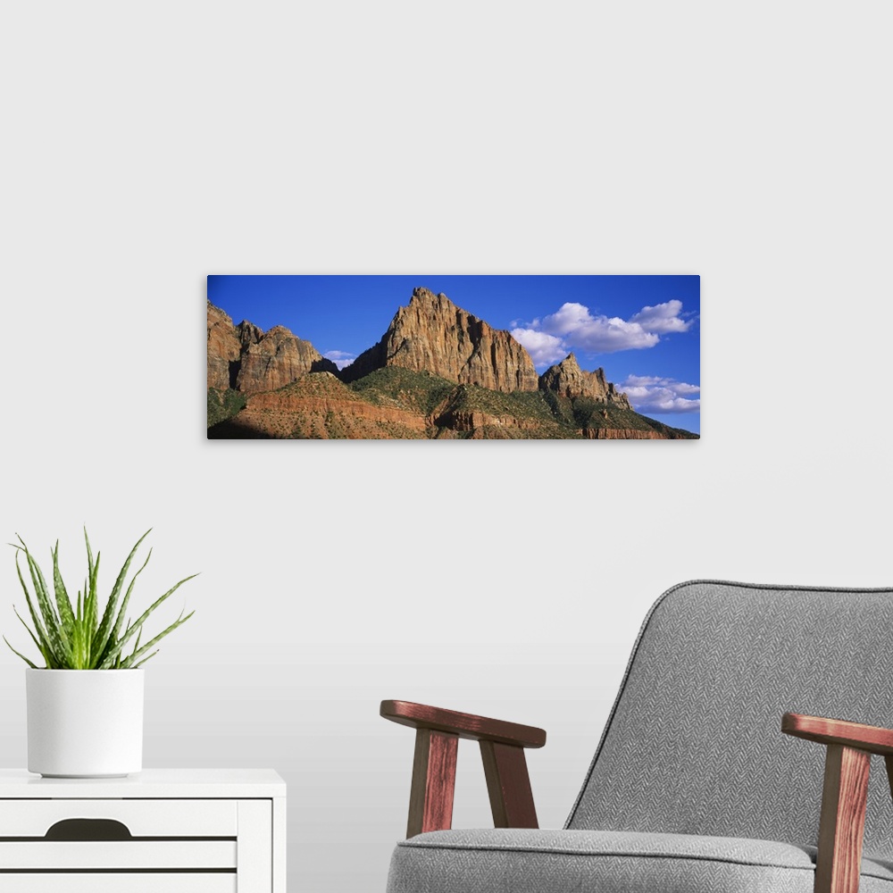 A modern room featuring Low angle view of rock formations, Zion National Park, Utah