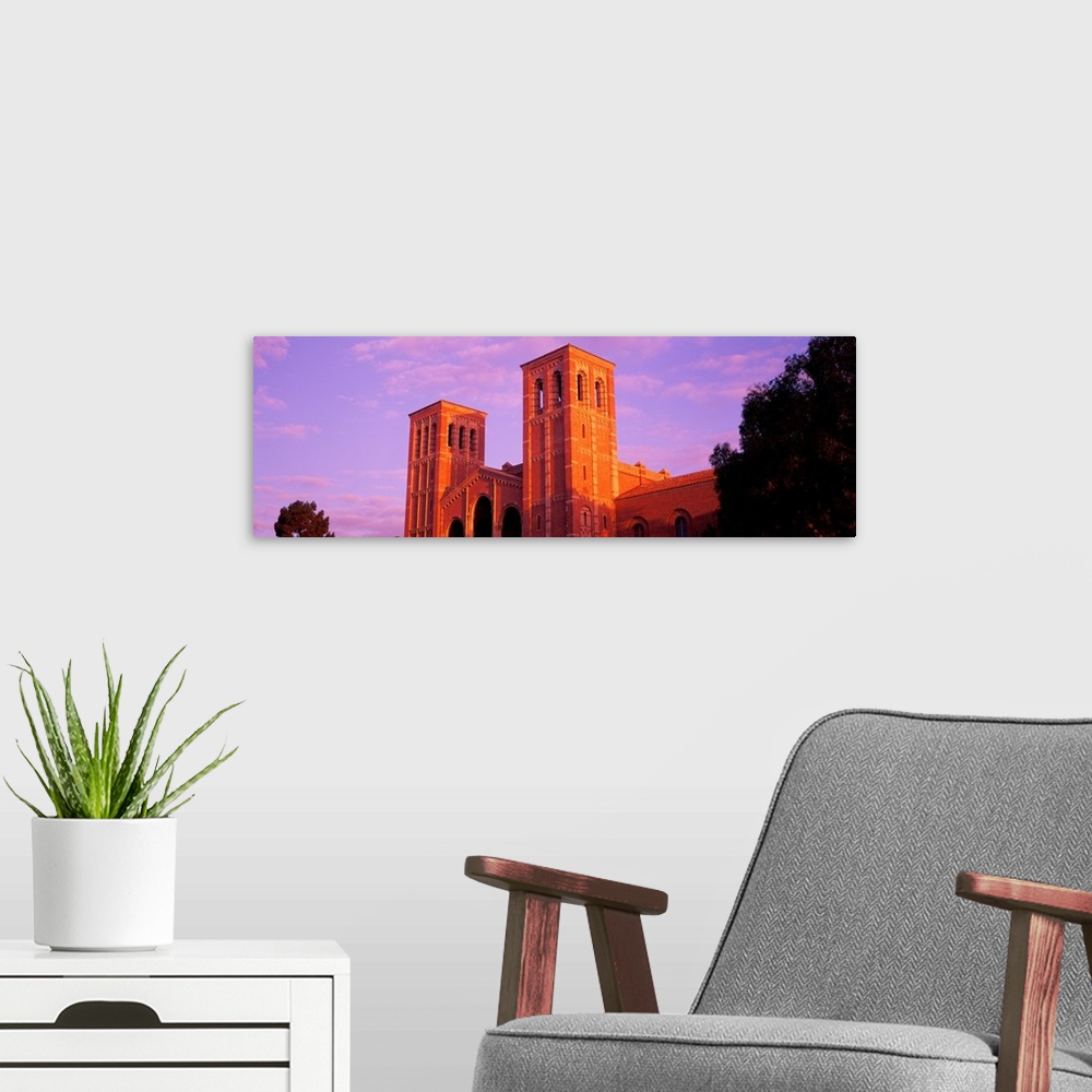A modern room featuring Low angle view of Royce Hall at university campus, UCLA, California