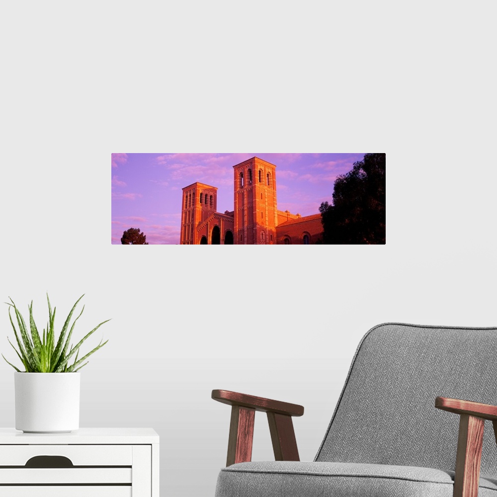 A modern room featuring Low angle view of Royce Hall at university campus, UCLA, California