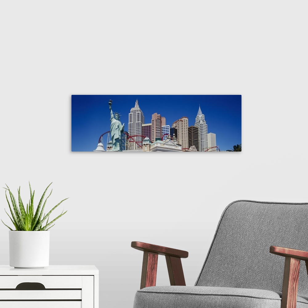 A modern room featuring Low angle view of skyscrapers, Las Vegas, Nevada