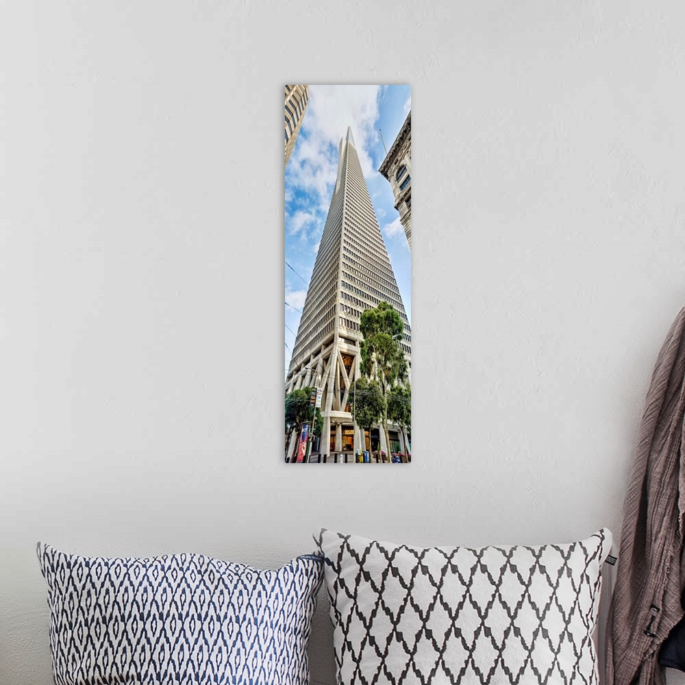 A bohemian room featuring Low angle view of skyscrapers, Transamerica Pyramid, San Francisco, California