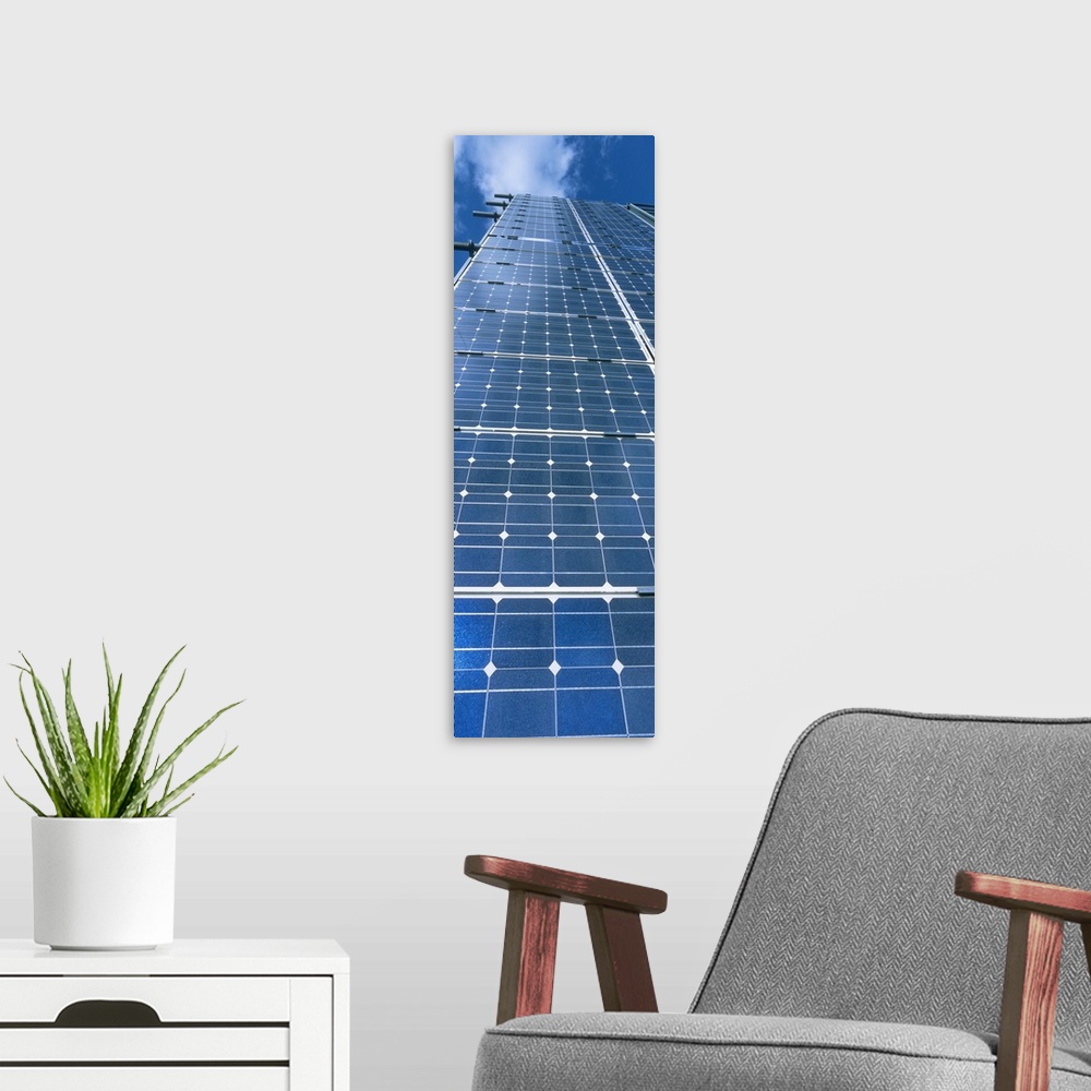 A modern room featuring Low angle view of solar panels, Germany