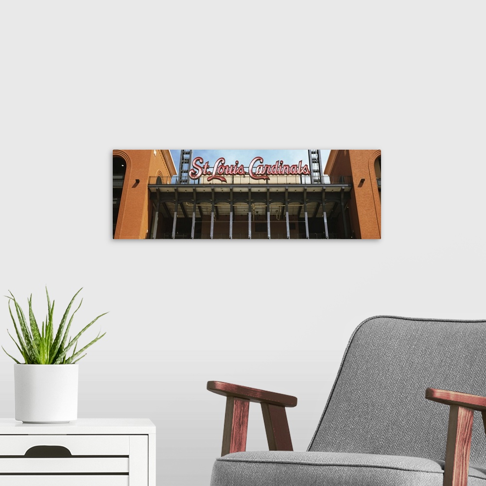 A modern room featuring Low angle view of the Busch Stadium in St. Louis, Missouri