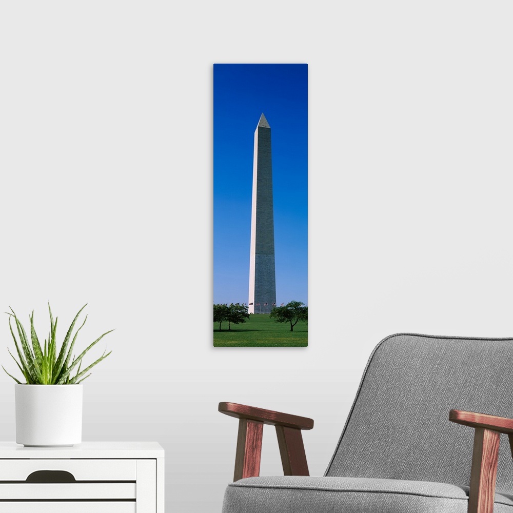 A modern room featuring Low angle view of the Washington Monument, Washington DC