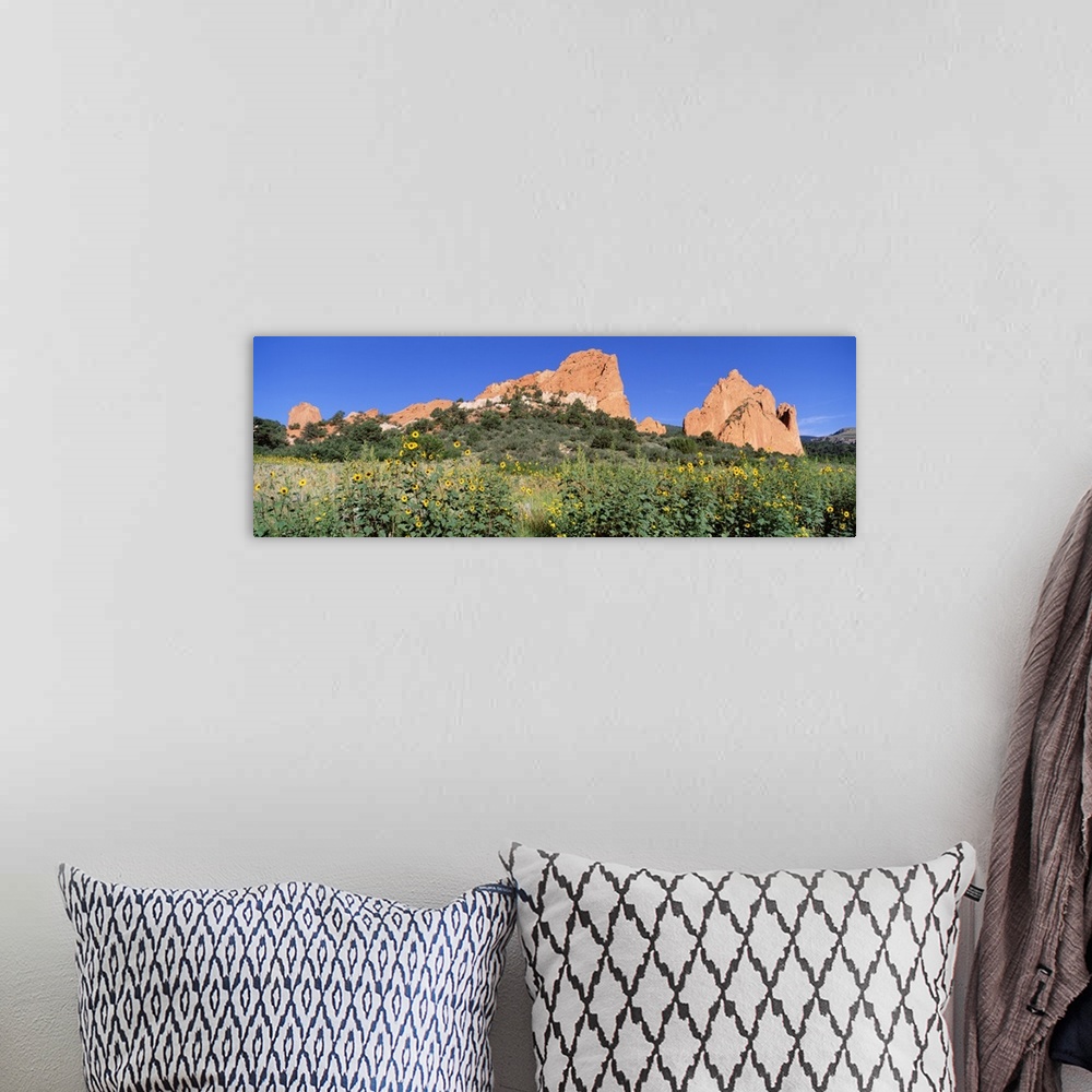 A bohemian room featuring Low angle view of towering sandstone rock formations, Garden Of The Gods, Colorado Springs, Colorado