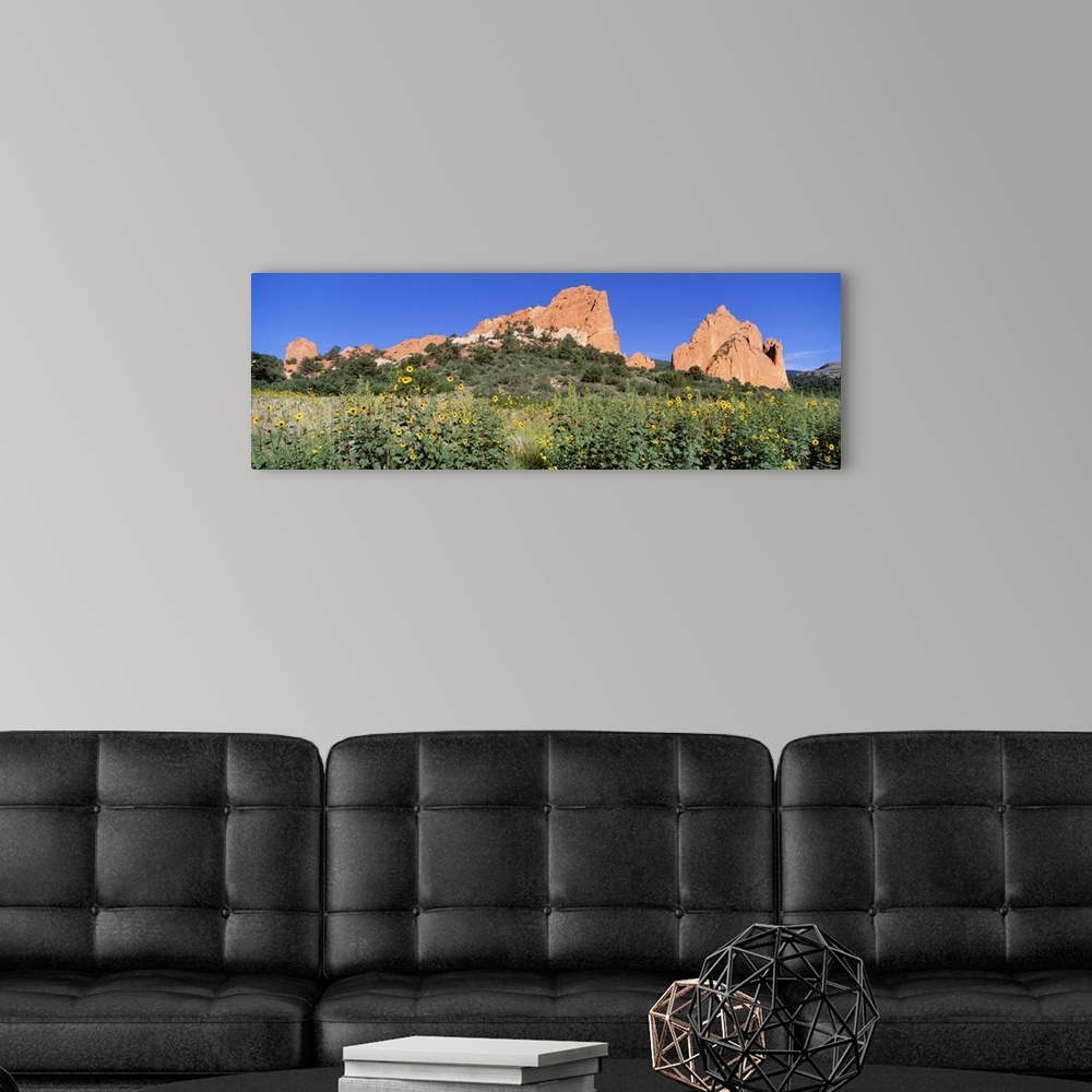 A modern room featuring Low angle view of towering sandstone rock formations, Garden Of The Gods, Colorado Springs, Colorado