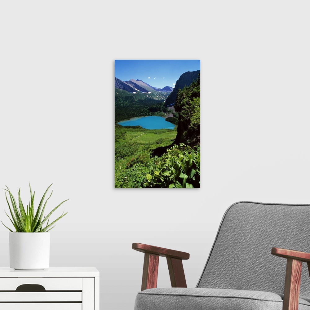 A modern room featuring Lush Foliage Around Grinnell Lake