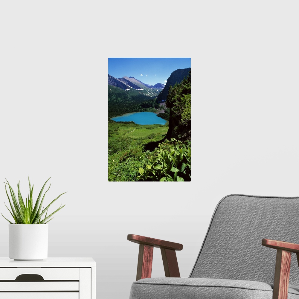 A modern room featuring Lush Foliage Around Grinnell Lake