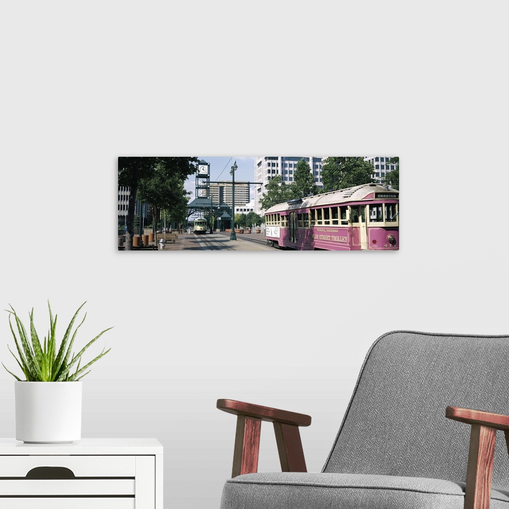 A modern room featuring Main Street Trolley Memphis TN
