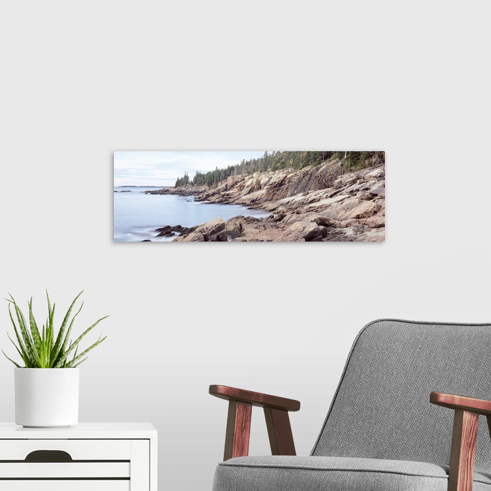 A modern room featuring Maine, Mount Desert Island, Acadia National Park, Rock formation on Granite coastline