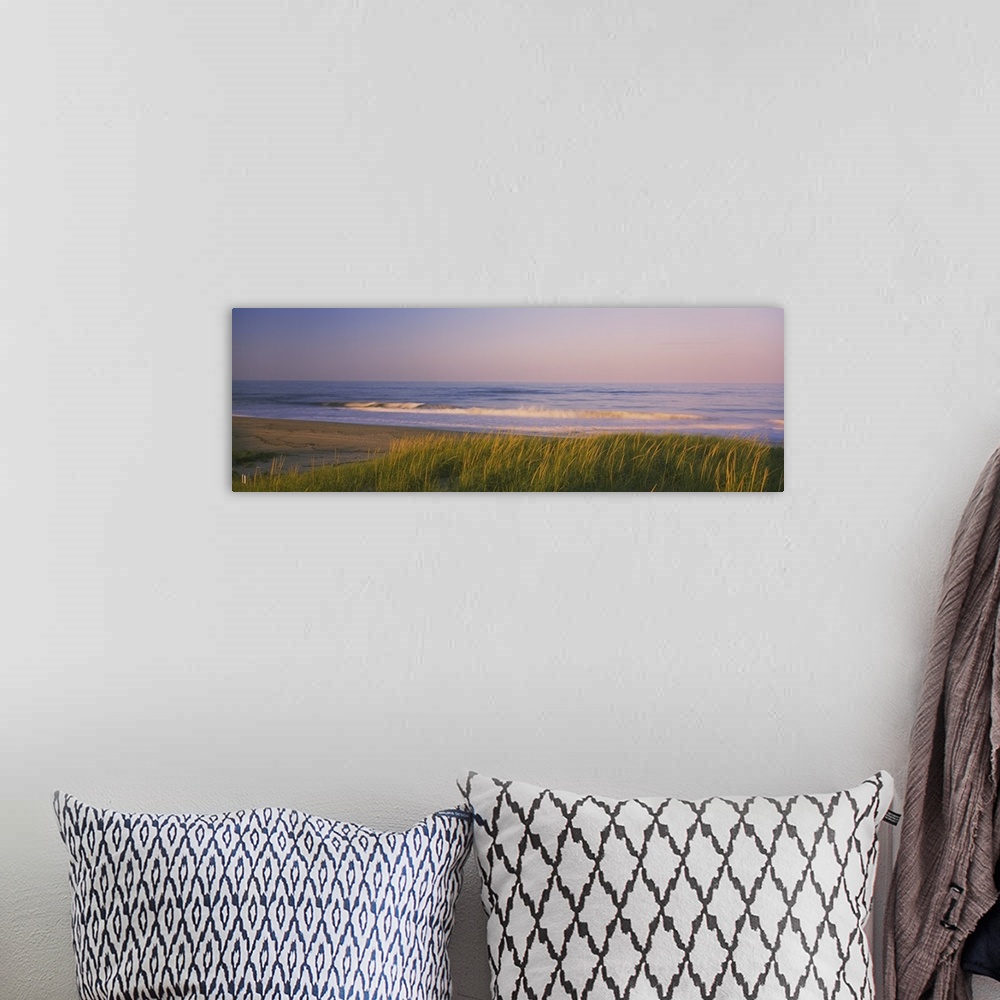 A bohemian room featuring Wide angle photograph of Marram grass on the beach at Parker River National Wildlife Refuge in Ma...