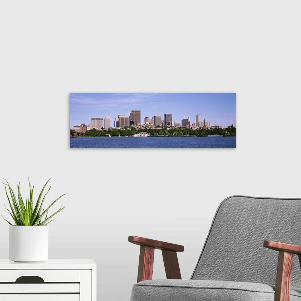 A modern room featuring Massachusetts, Boston, Buildings on a waterfront viewed from Charles Bridge