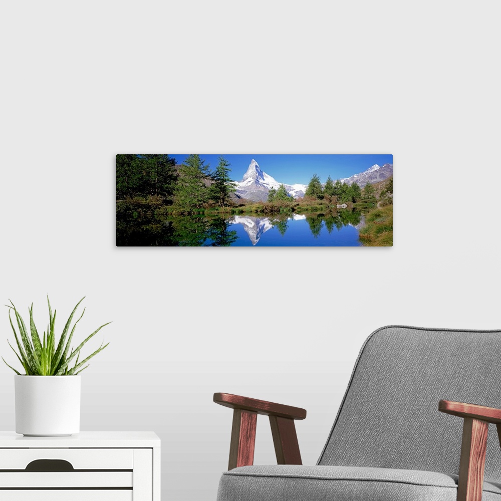 A modern room featuring Matterhorn Mountain Switzerland