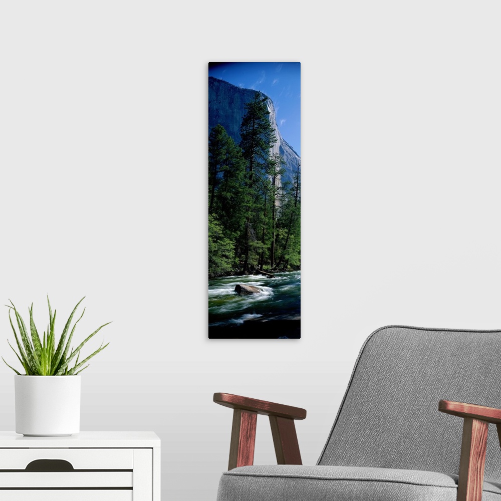 A modern room featuring Merced River and El Capitan Yosemite National Park CA