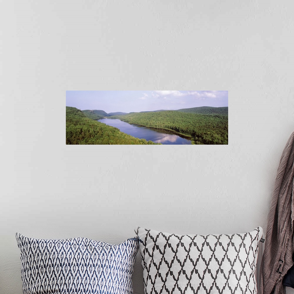 A bohemian room featuring Michigan, Porcupine Mountains Wilderness State Park, Aerial view of the Lake of the Clouds