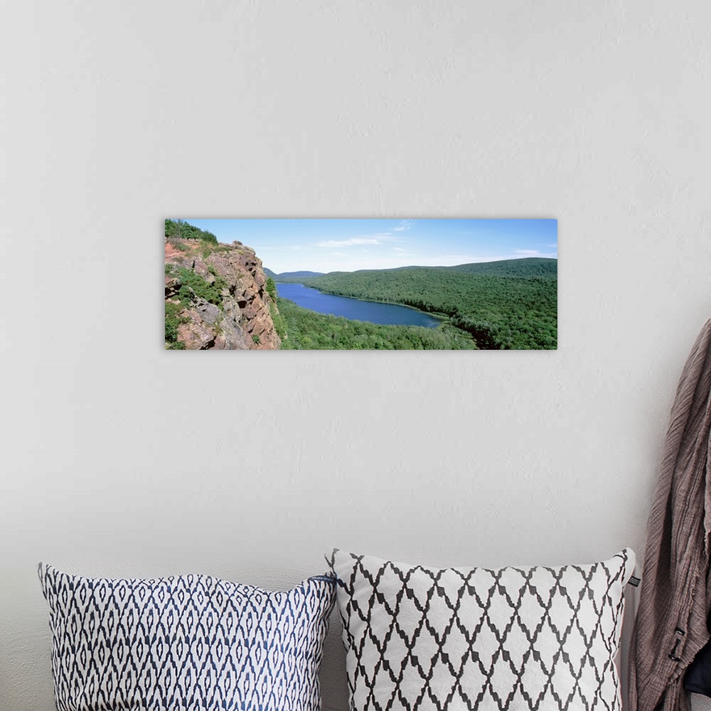 A bohemian room featuring Michigan, Upper Peninsula, Wilderness State Park, High angle view of Lake of Clouds