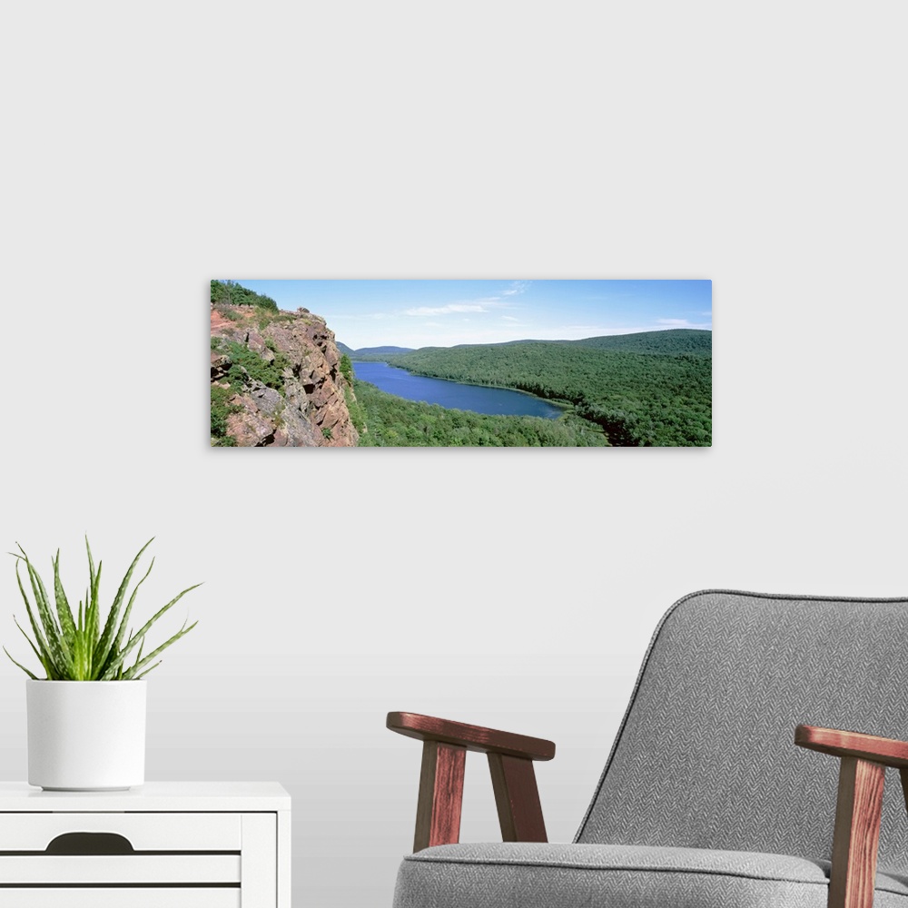 A modern room featuring Michigan, Upper Peninsula, Wilderness State Park, High angle view of Lake of Clouds
