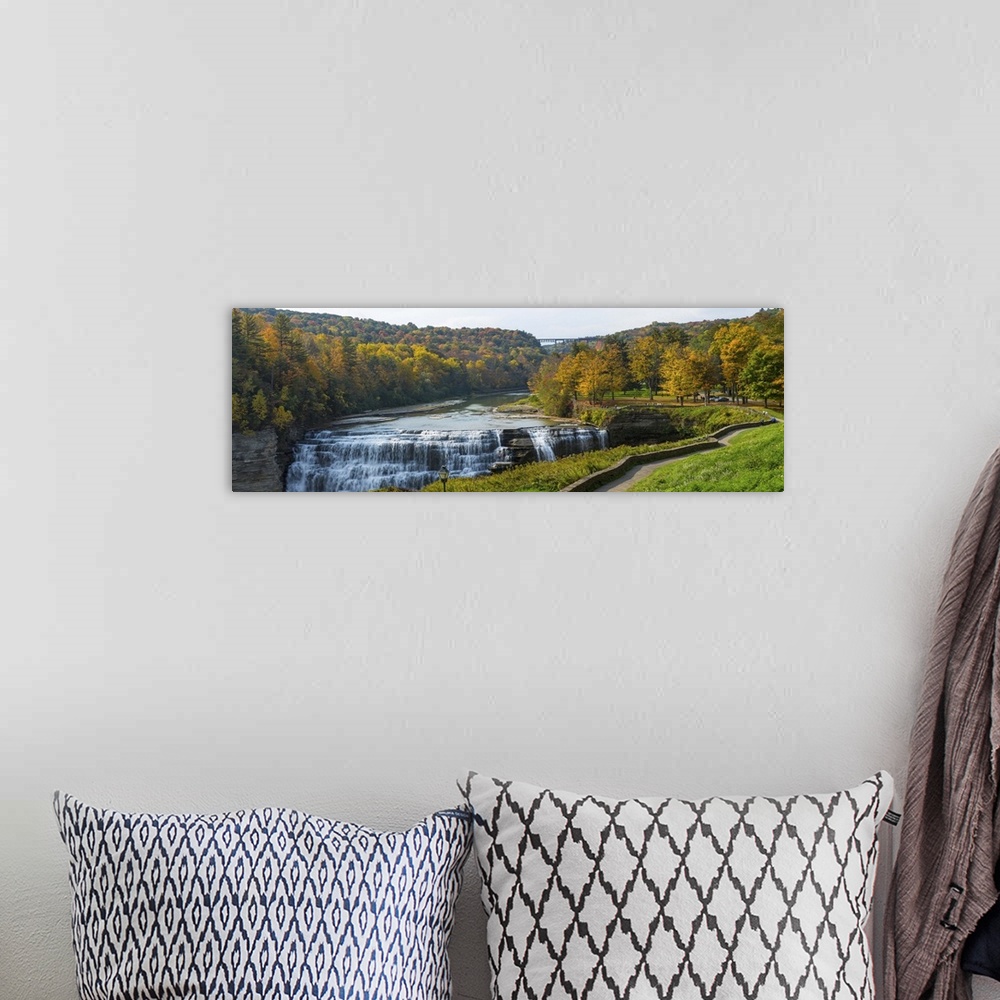 A bohemian room featuring Middle Falls in autumn, Letchworth State Park