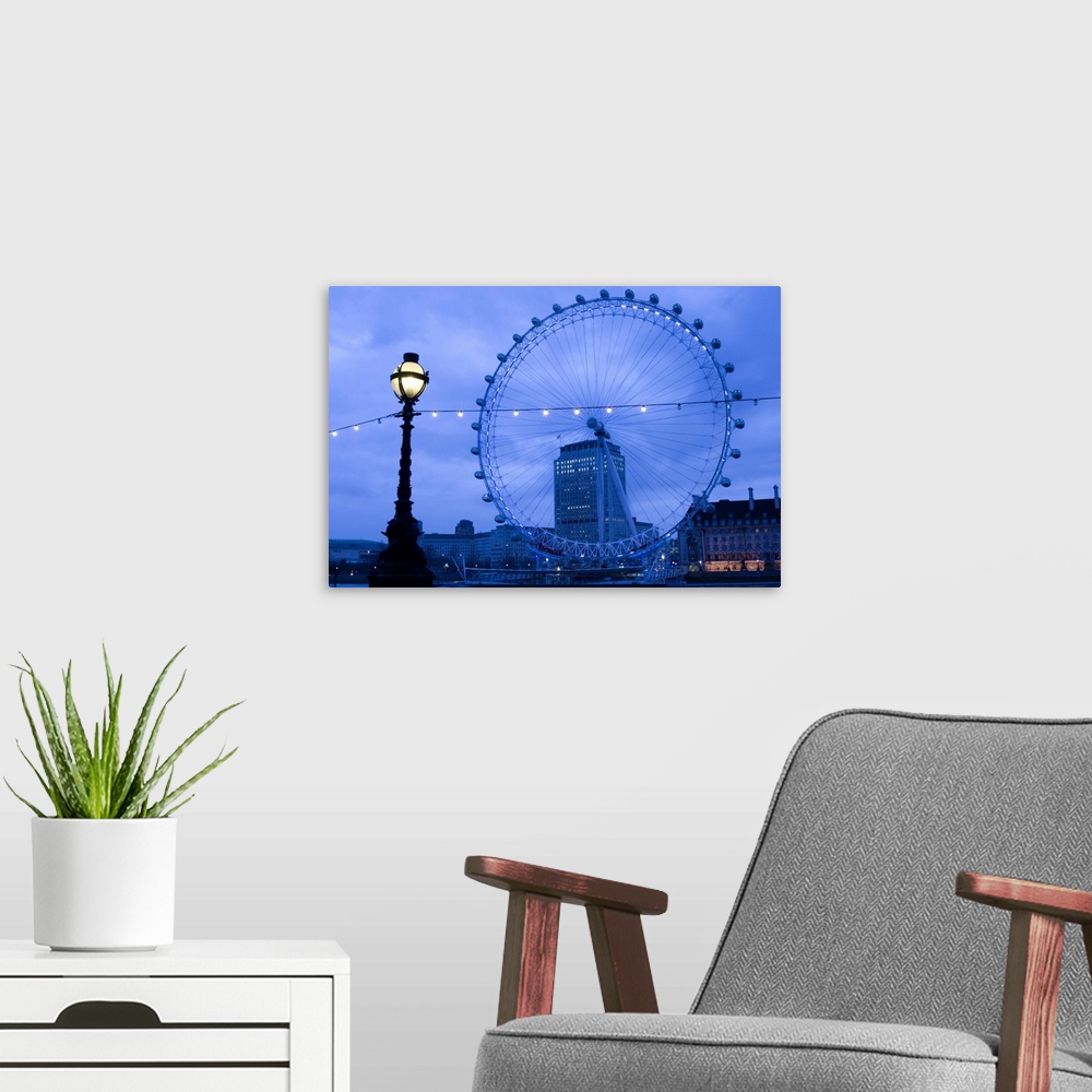 A modern room featuring Millennium Wheel, Shell Building, London County Hall, South Bank, London, England