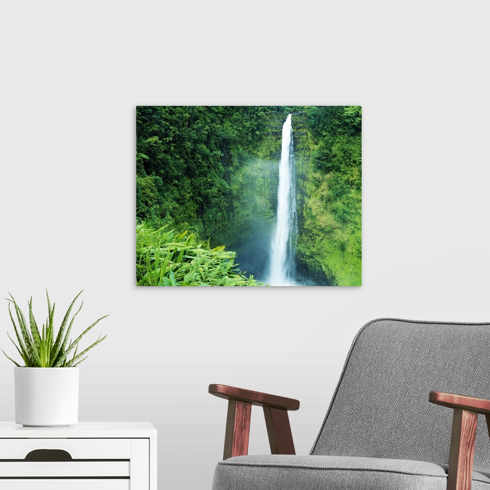 A modern room featuring Misty Akaka Falls, Akaka Falls State Park, Big Island of Hawaii, Hawaii