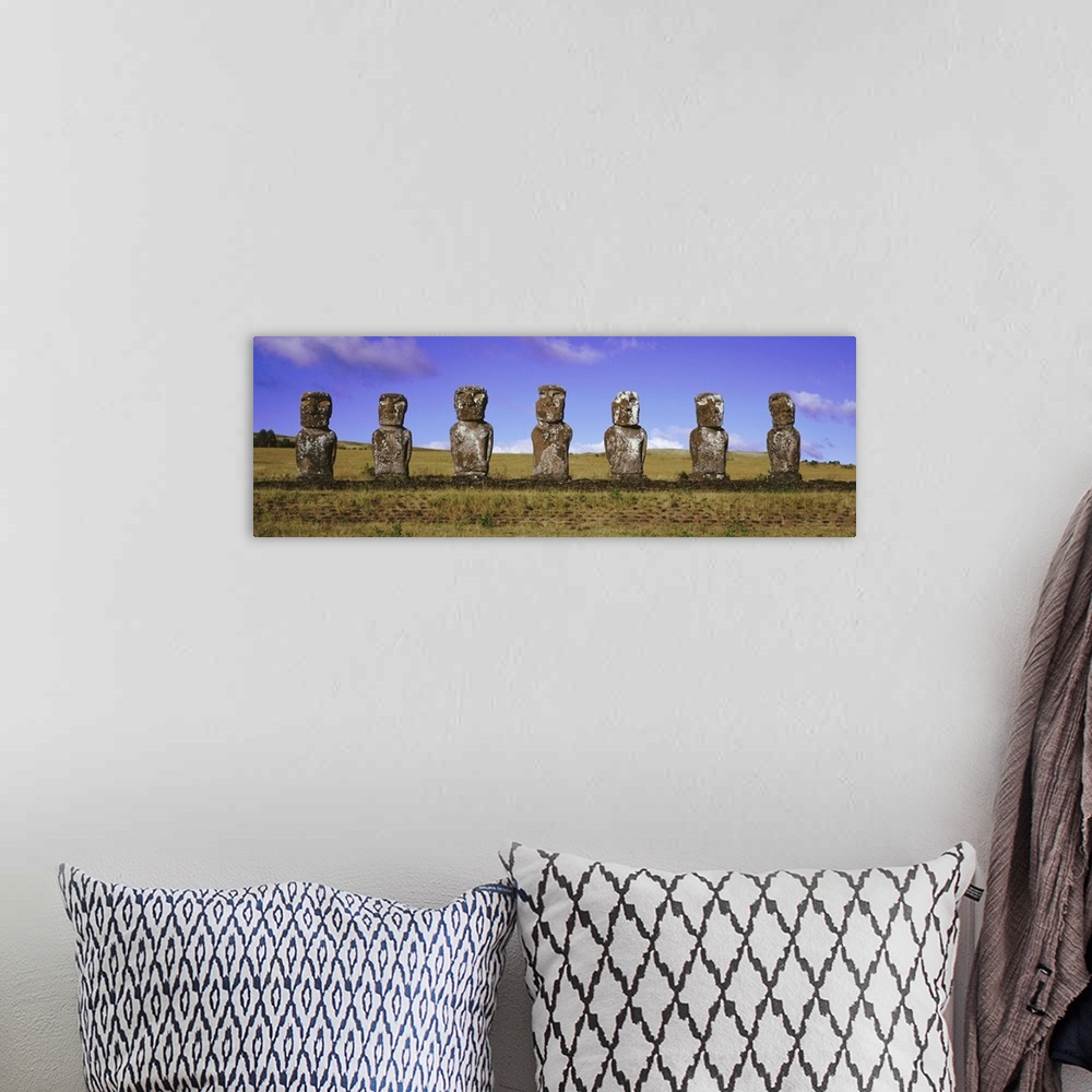 A bohemian room featuring Moai Easter Island Chile