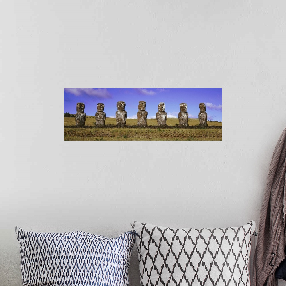 A bohemian room featuring Moai Easter Island Chile