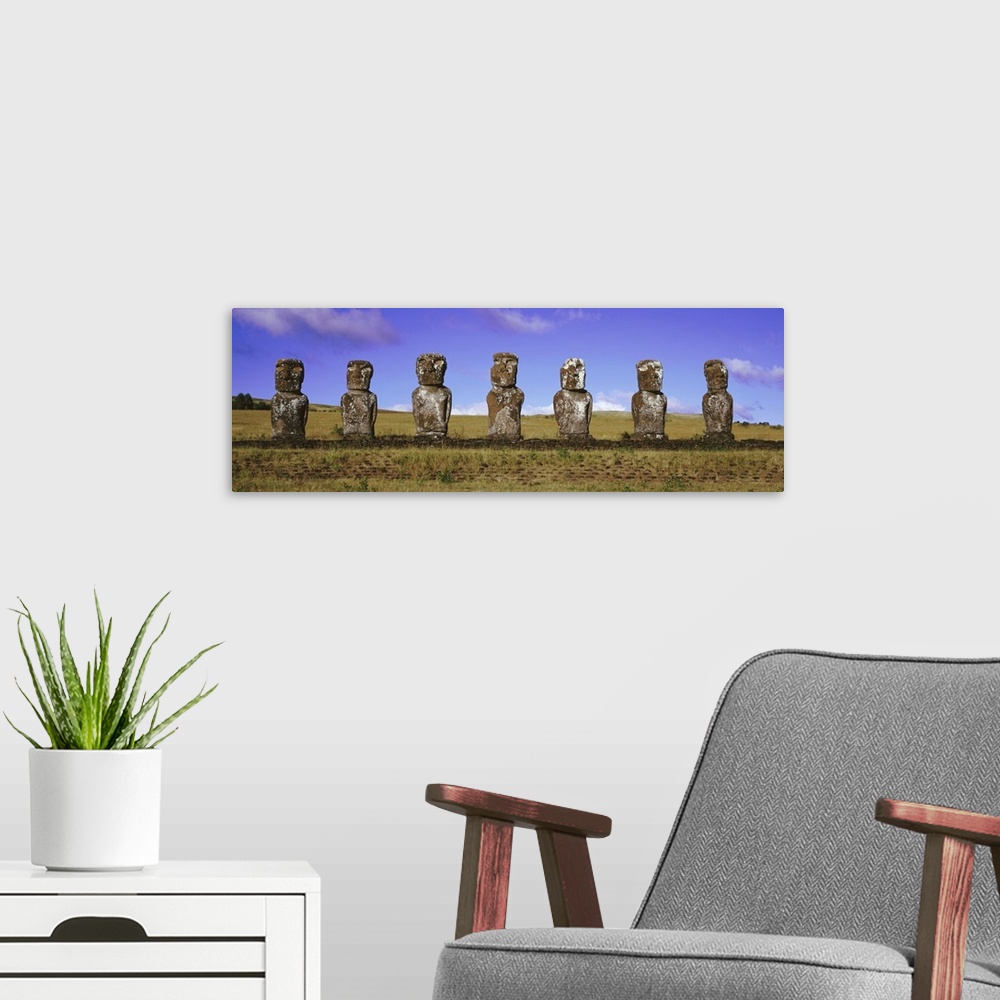 A modern room featuring Moai Easter Island Chile