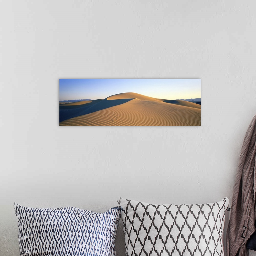 A bohemian room featuring Mojave Desert, Cadiz Dunes, Panoramic view of sand dunes in the desert