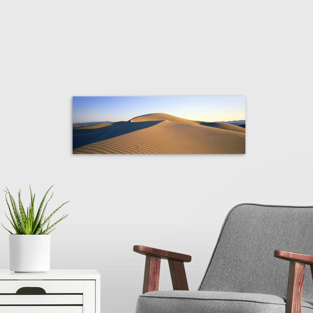 A modern room featuring Mojave Desert, Cadiz Dunes, Panoramic view of sand dunes in the desert