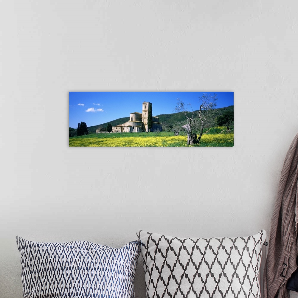 A bohemian room featuring Monastery in a field, San Antimo Monastery, Tuscany, Italy