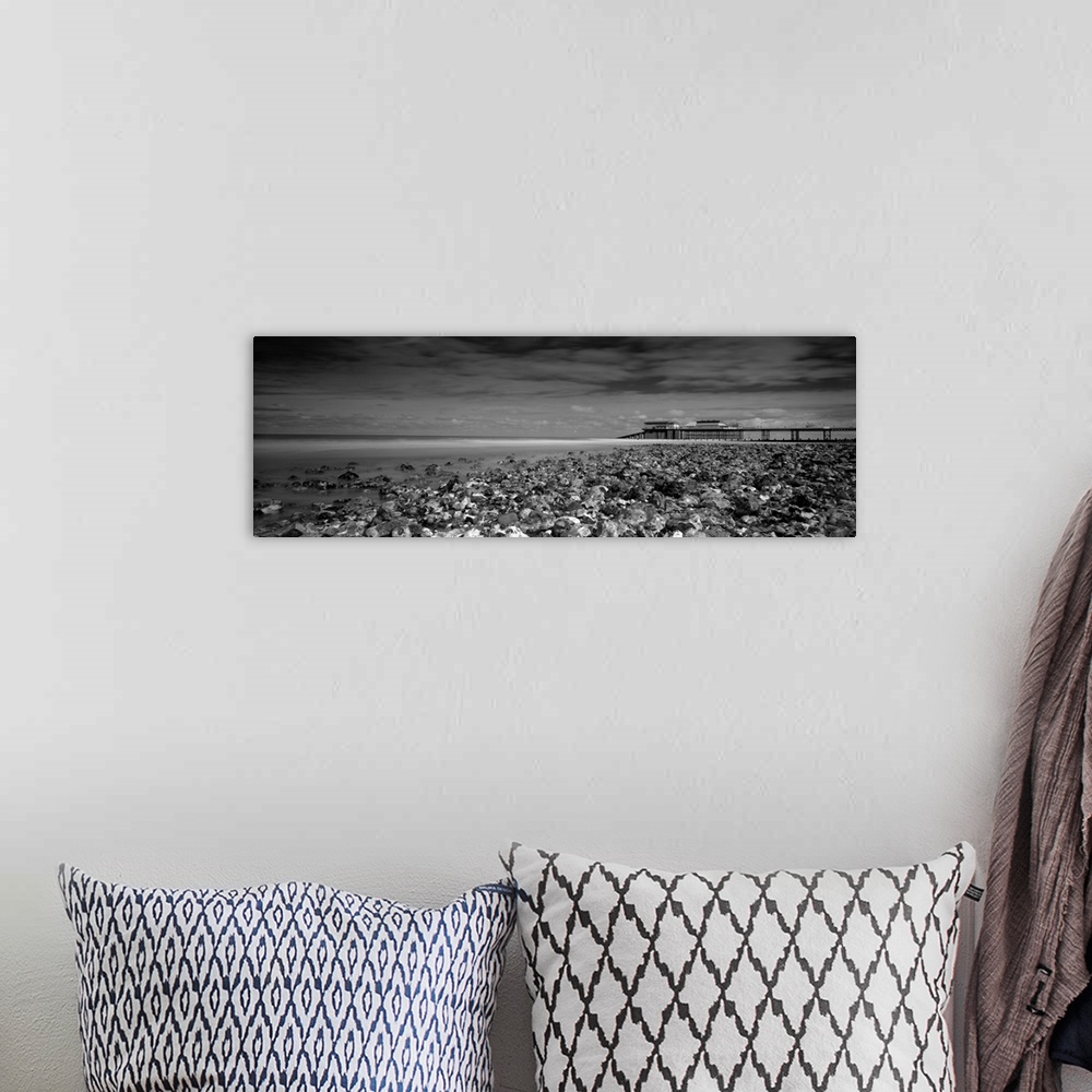 A bohemian room featuring Monochrome panoramic of Cromer Beach, Cromer, Norfolk, England