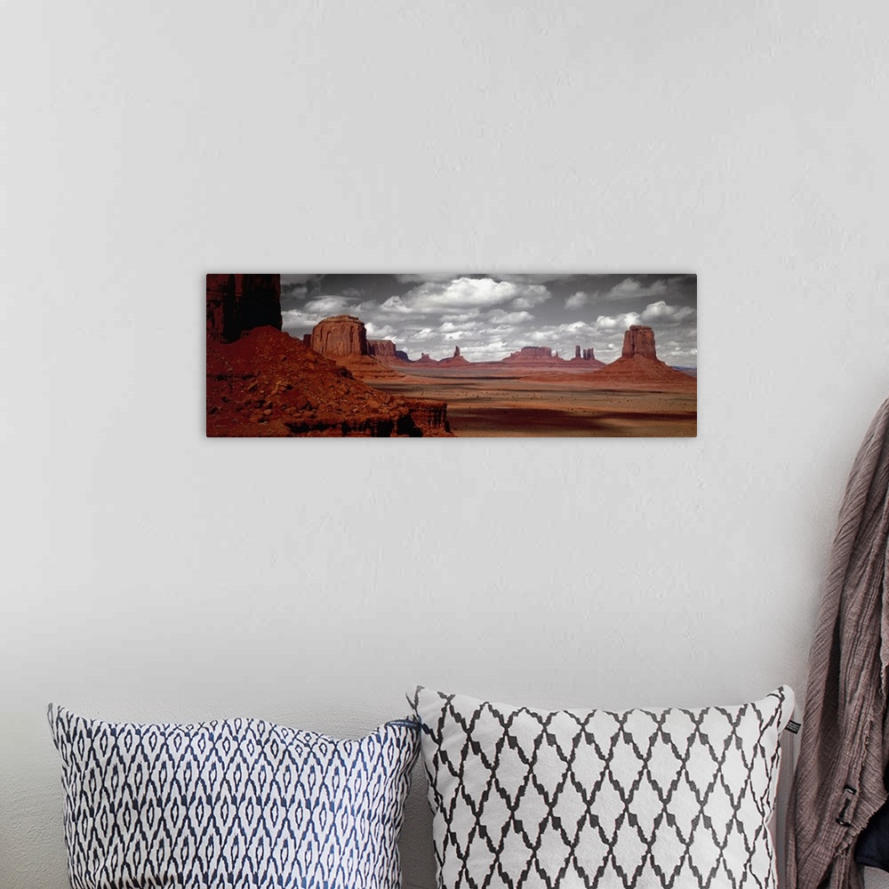 A bohemian room featuring Selective color photograph of the Arizona desert landscape. The rocky landscape remains in color ...