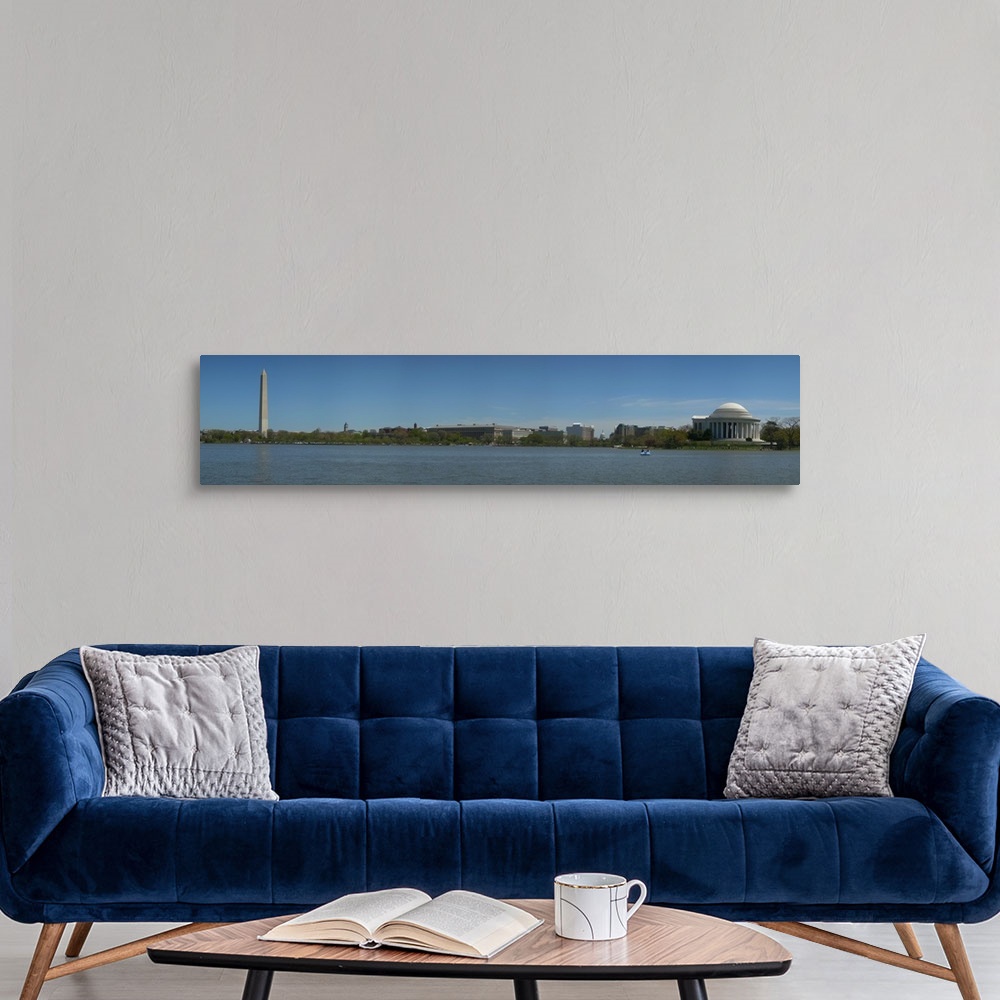 A modern room featuring Monuments at the waterfront, Washington Monument, Jefferson Memorial, Tidal Basin of the Potomac ...