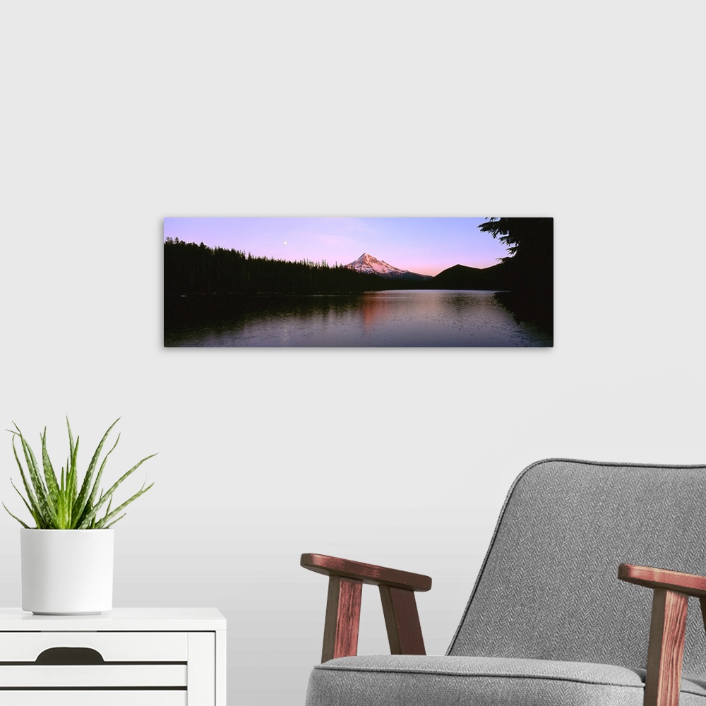 A modern room featuring Moon over Lost Lake Mount Hood National Forest OR