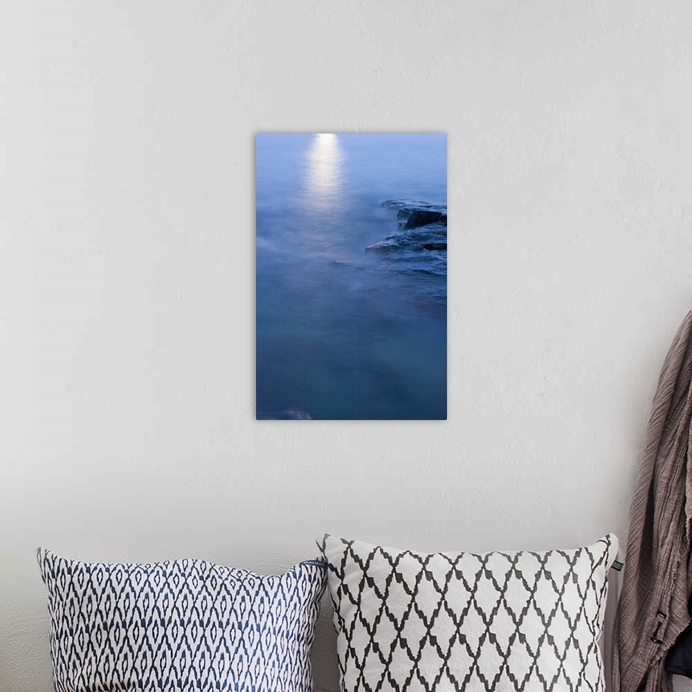 A bohemian room featuring Moon reflected in calm water of Lake Superior, from Artist Point, Minnesota