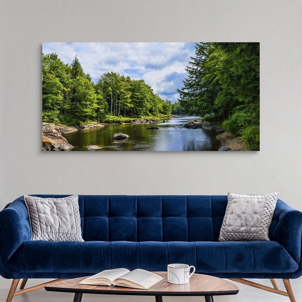 A modern room featuring Moose River in the Adirondack Mountains, New York State