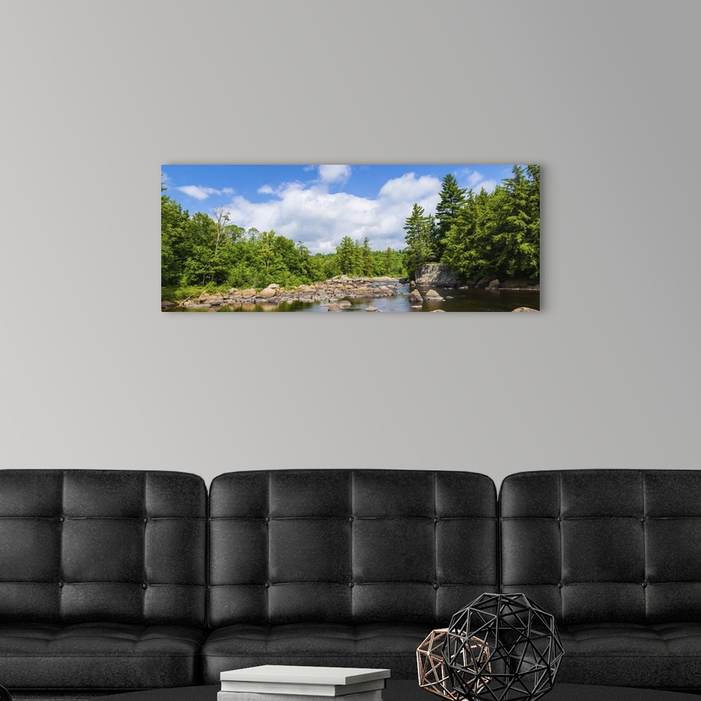 A modern room featuring Moose River in the Adirondack Mountains, New York State