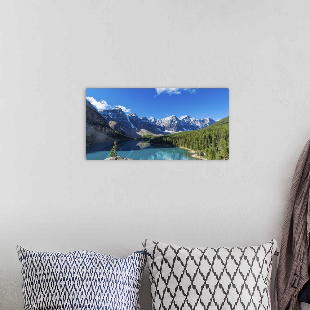 A bohemian room featuring Moraine Lake at Banff National Park in the Canadian Rockies, Alberta, Canada