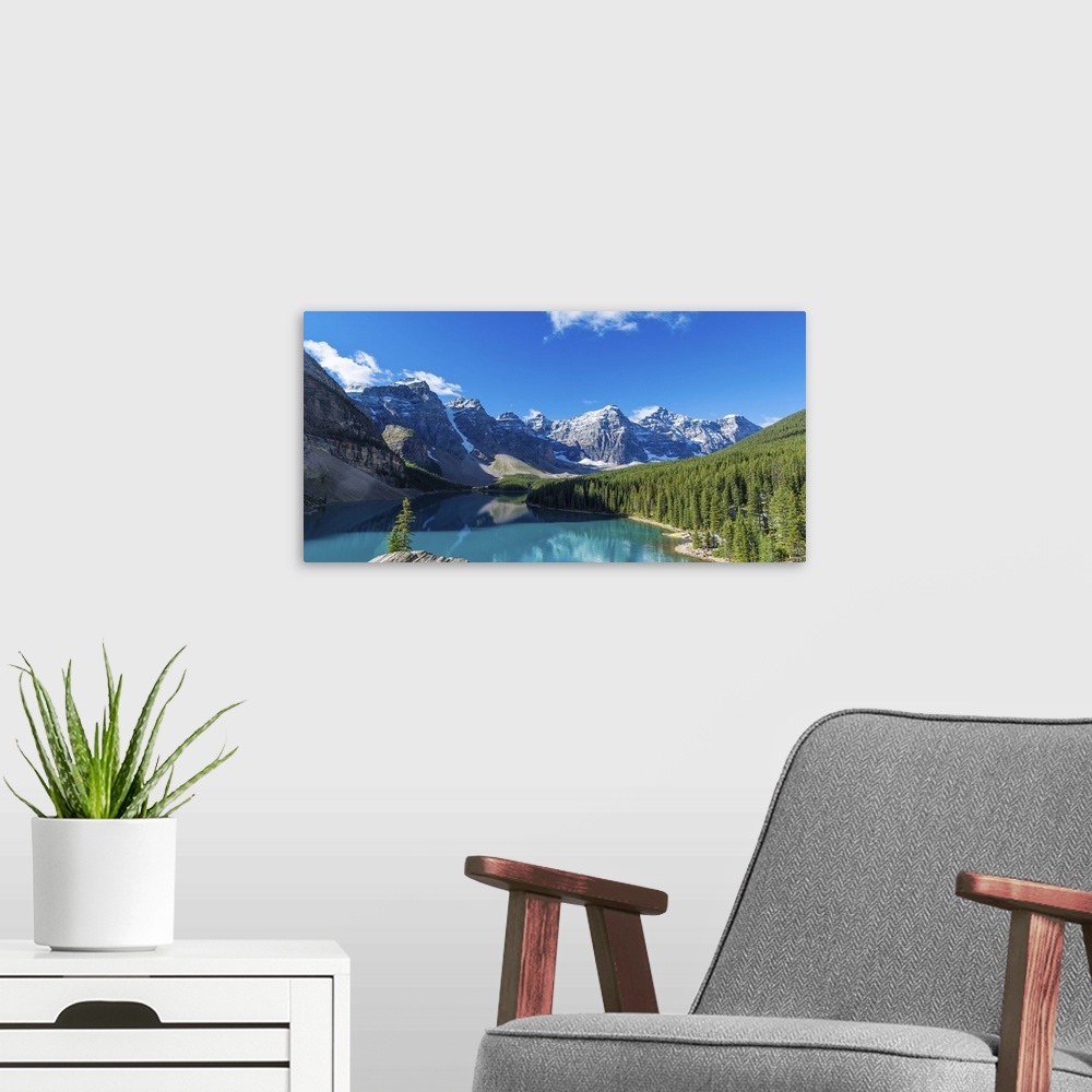 A modern room featuring Moraine Lake at Banff National Park in the Canadian Rockies, Alberta, Canada