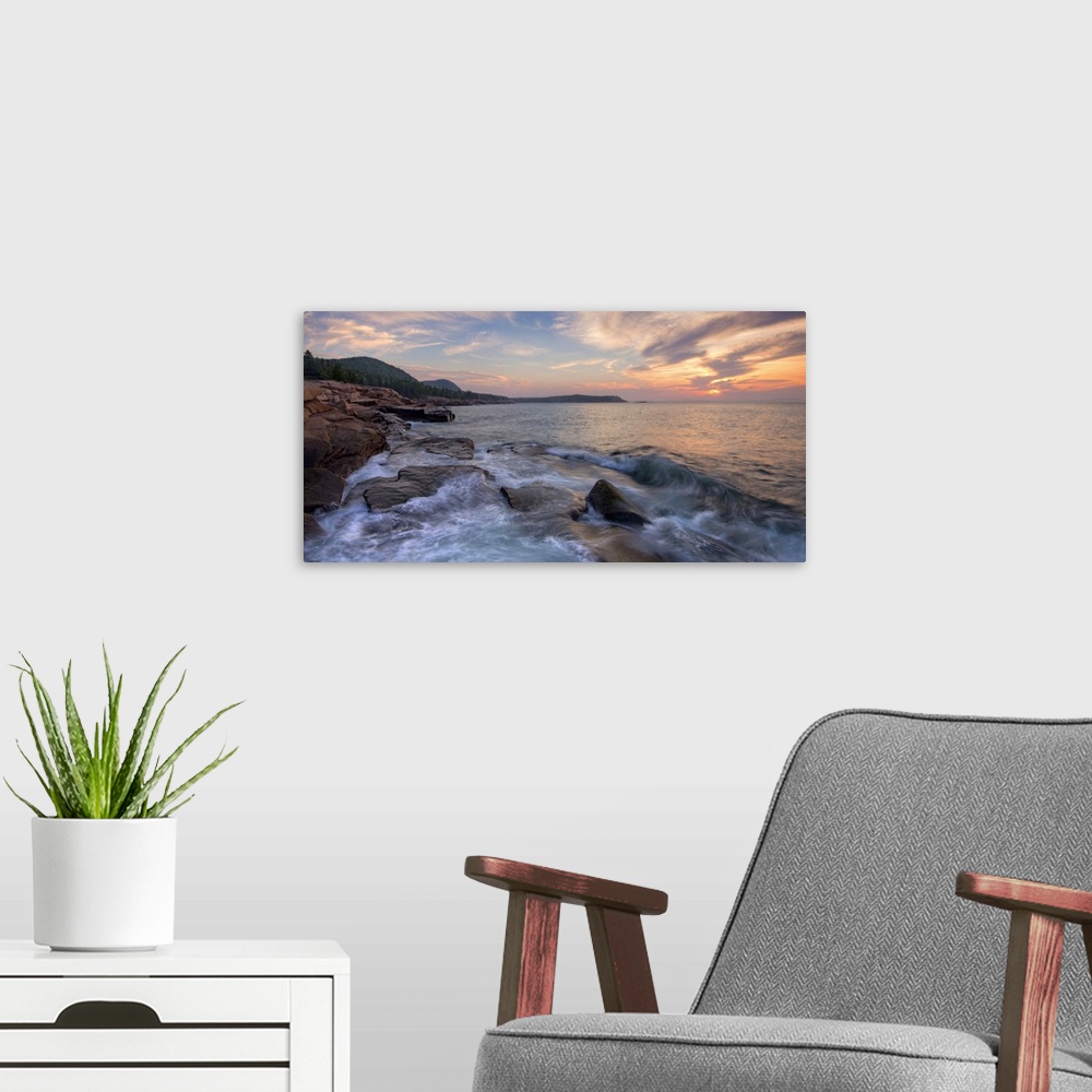 A modern room featuring Morning surf at coast, Acadia National Park, Maine