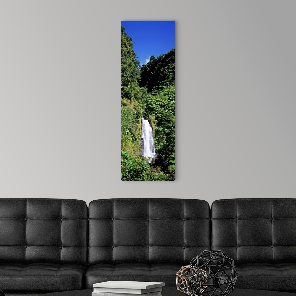 A modern room featuring Mother Falls at Trafalgar Falls Dominica