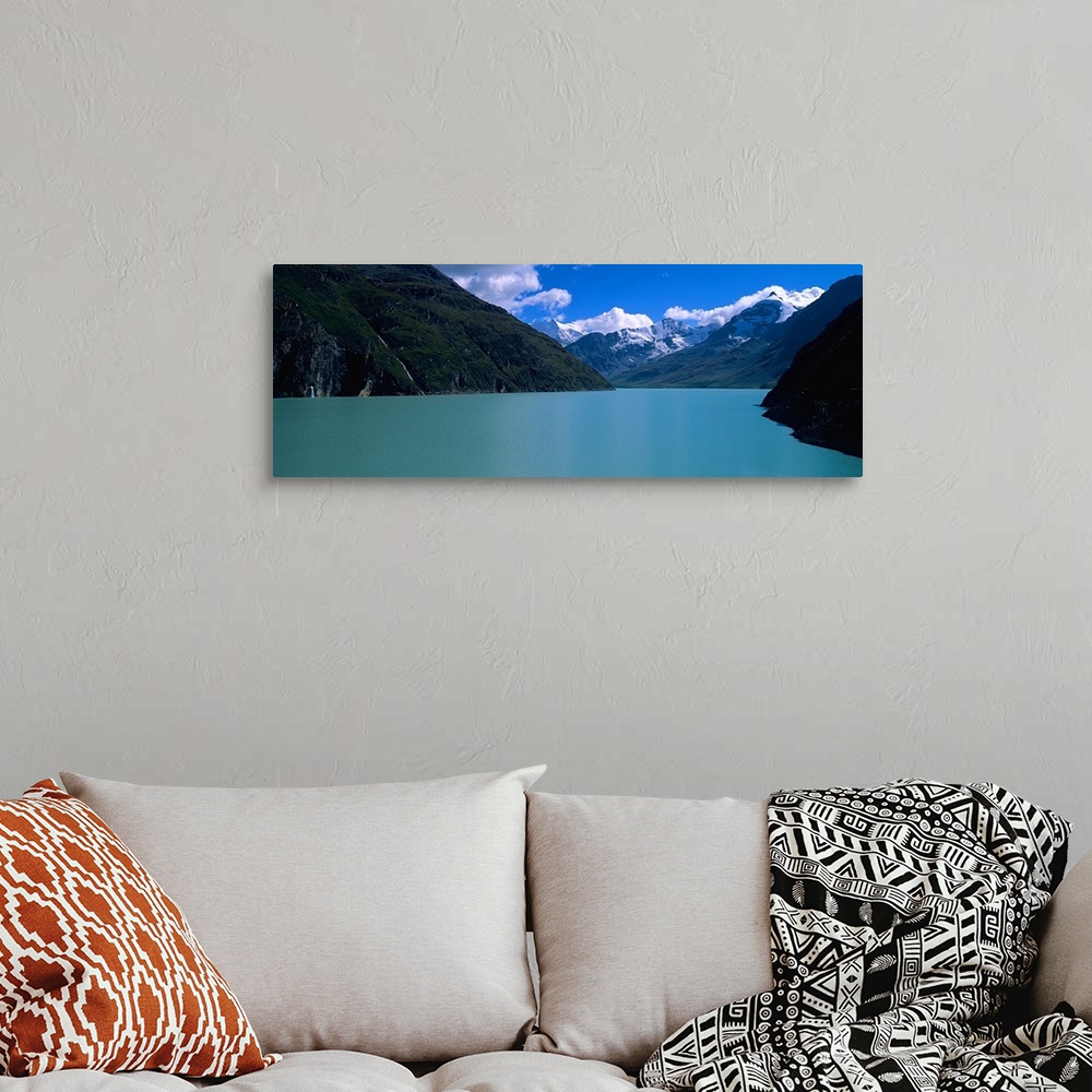 A bohemian room featuring Mountain at the lakeside, Grande Dixence Dam, Valais Canton, Switzerland