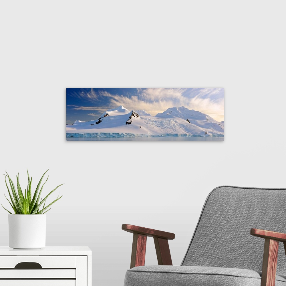 A modern room featuring Mountain covered by glaciers, Half Moon Bay, Antarctic Peninsula, Antarctica