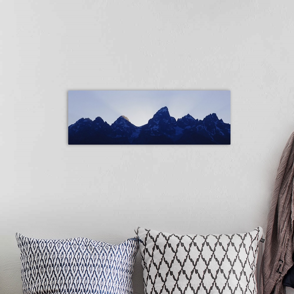 A bohemian room featuring Mountain peaks at dusk, Grand Teton National Park, Wyoming